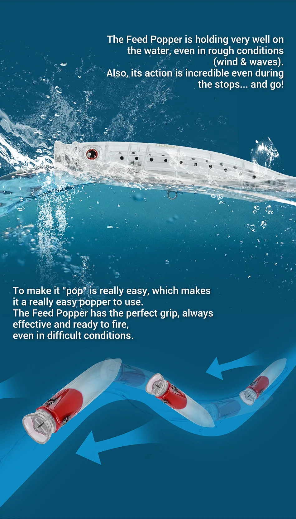 NOEBY Feed Popper Lure 175mm 73g Topwater Popper Saltwater Hard Lure GT Tuna Kingfish Big Game Fishing