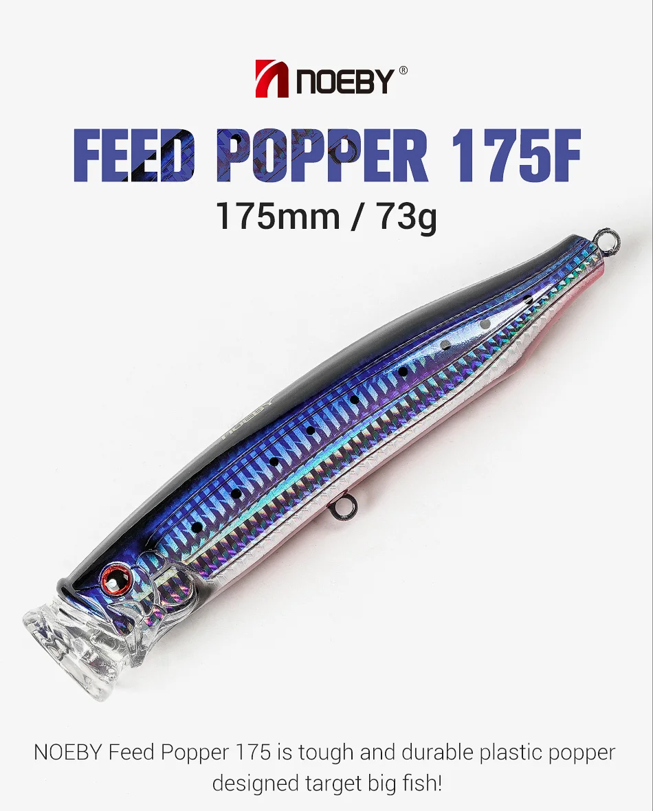 NOEBY Feed Popper Lure 175mm 73g Topwater Popper Saltwater Hard Lure GT Tuna Kingfish Big Game Fishing