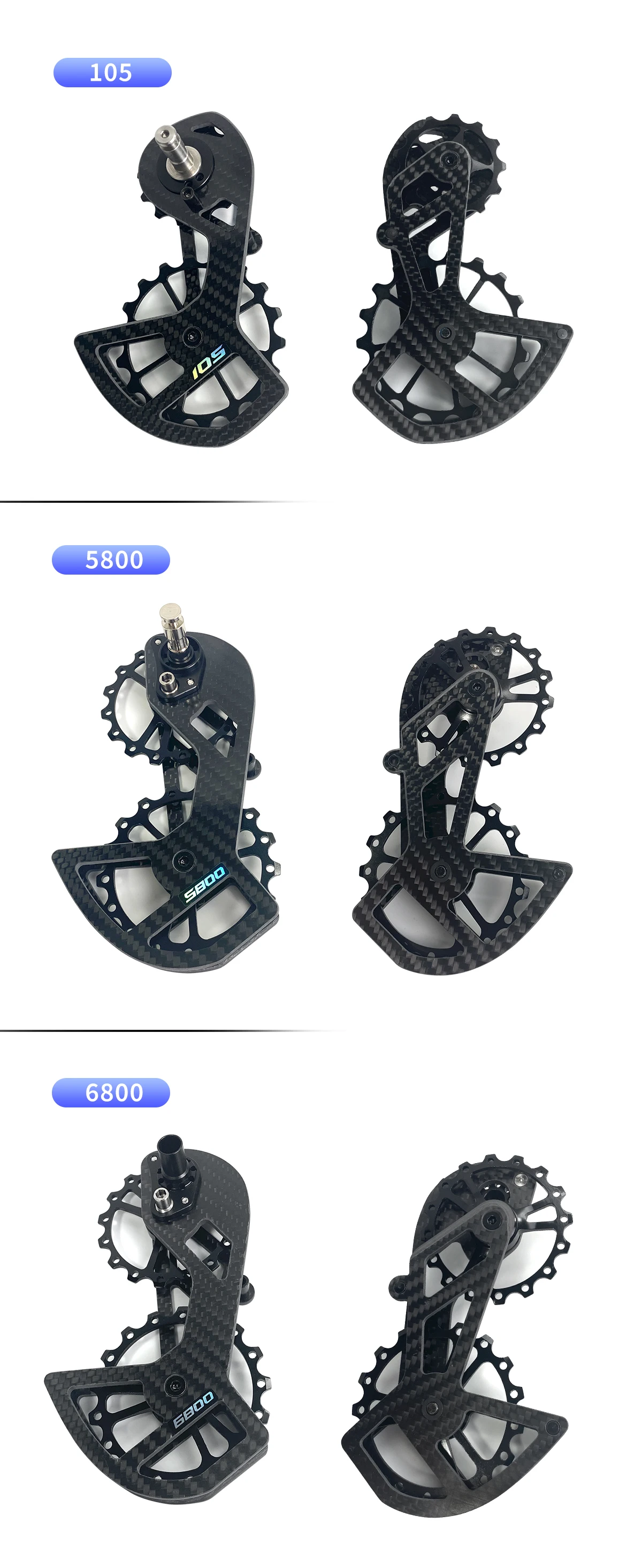 LTWOO Bicycle Ceramic Bearing Speed Carbon Fiber Pulley Wheel Rear Derailleurs Guide Wheel for Shimano 105/UT/Ultegra/DURA ACE