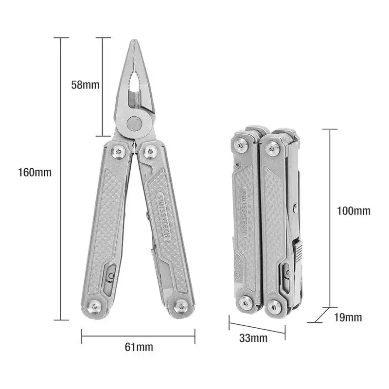 SWISS TECH 15in1 Outdoor Multi-tool Camping Supplies EDC Survival Tactical Hunting Hiking Pocketknife Nature Hike