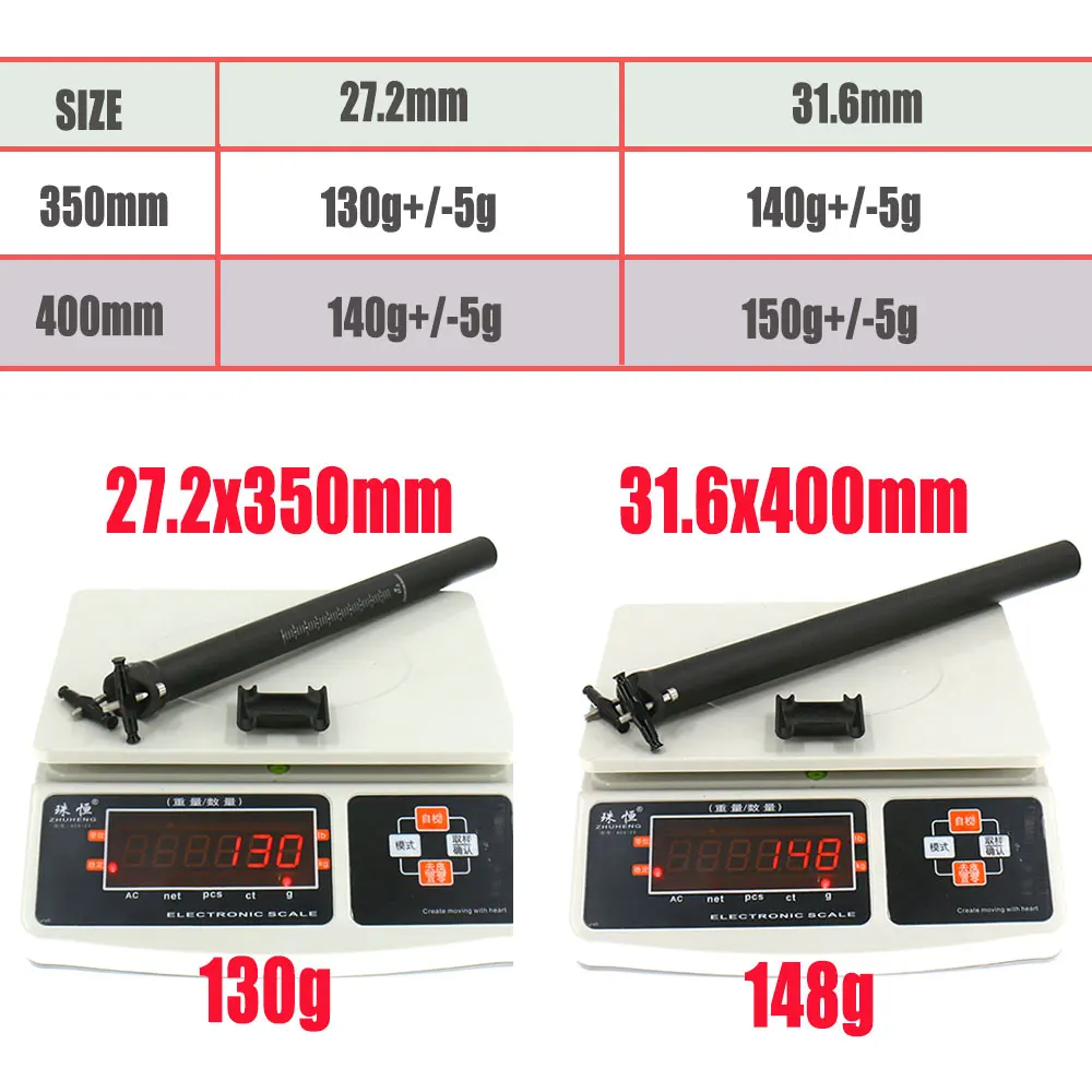Ultralight Full Carbon Seat Post Road Bike Seat Mountain Bicycle Seatpost UD Black Length 350 / 400mm