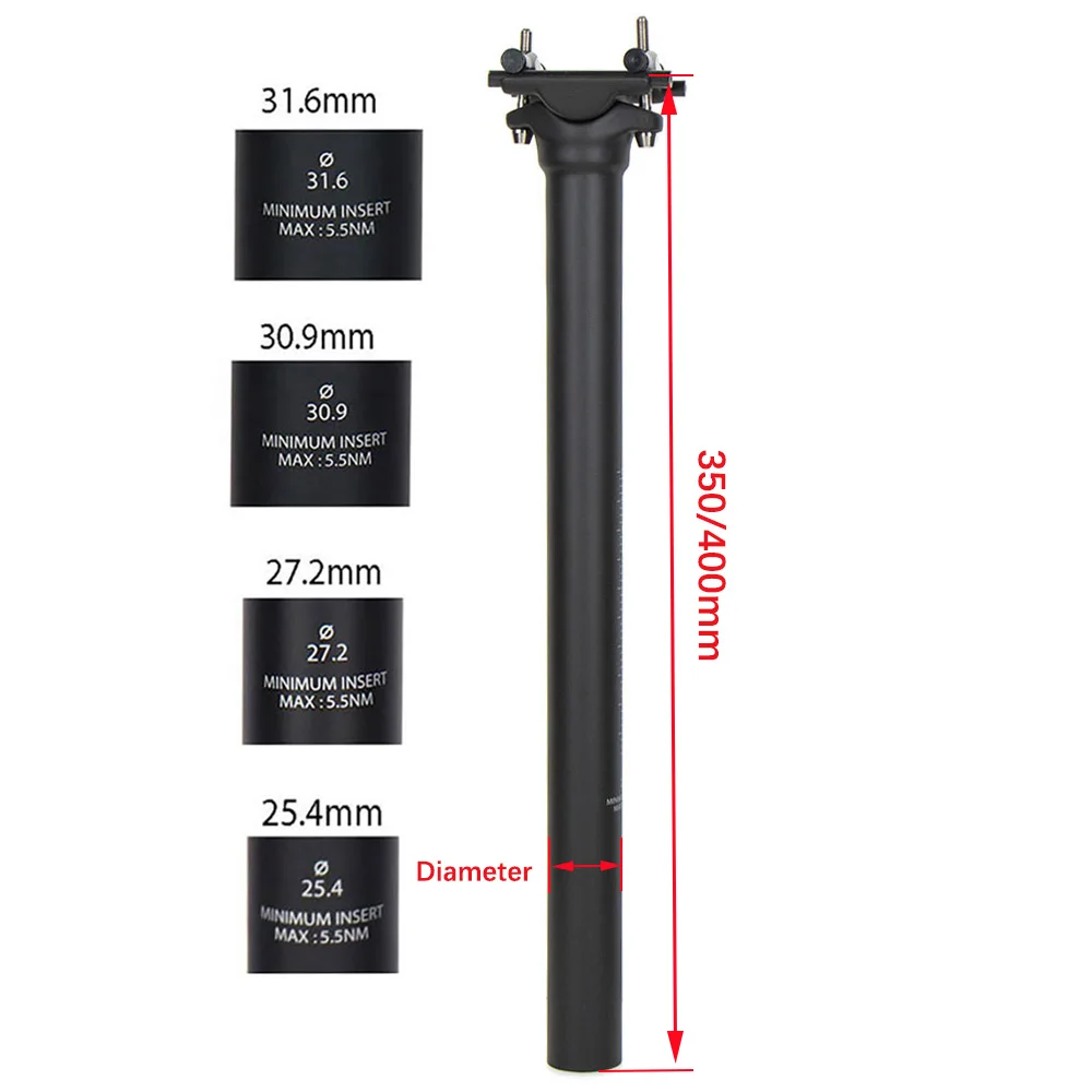 Ultralight Full Carbon Seat Post Road Bike Seat Mountain Bicycle Seatpost UD Black Length 350 / 400mm