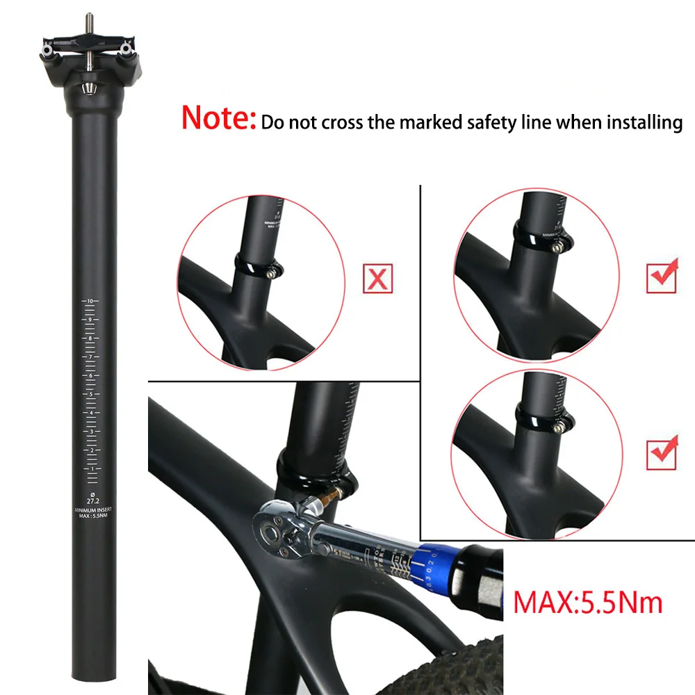 Ultralight Full Carbon Seat Post Road Bike Seat Mountain Bicycle Seatpost UD Black Length 350 / 400mm