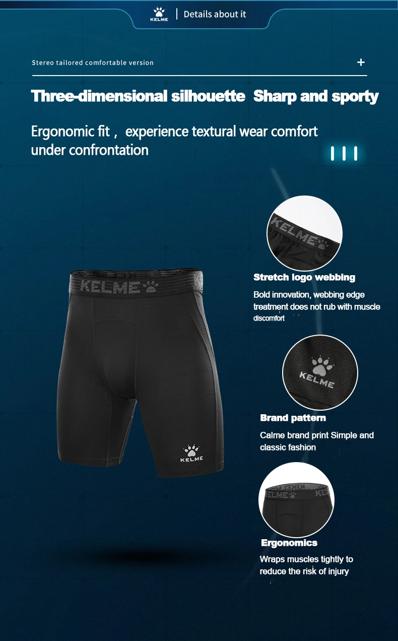 KELEM Shorts Gym Training  Soccer Running Shorts Breathable Quick Dry Elasticity Sportswear Thin Tight Men's Shorts 8251TL1001