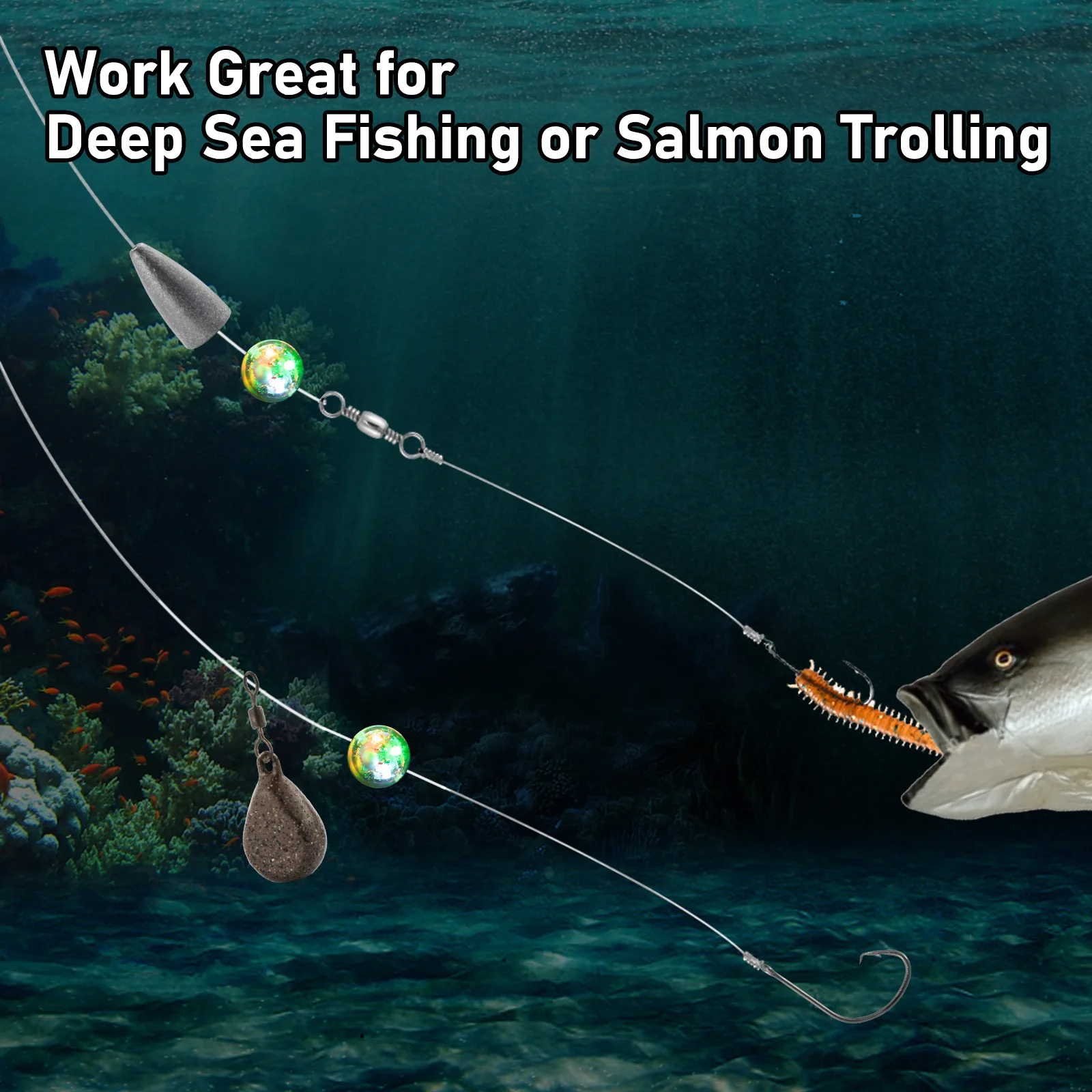 Mini LED Fishing Lure,Fishing Light Attractor,Fish Attractant Lamp,Deep Drop Flasher,Underwater Bass Halibut Sea Fishing,20pcs