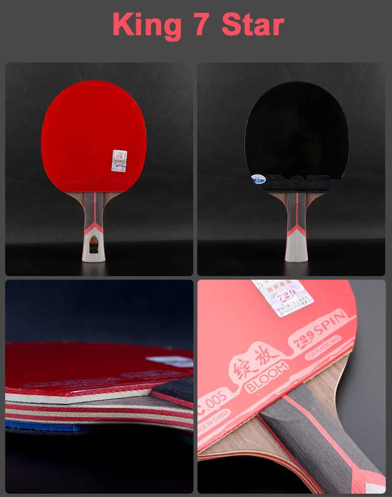 729 Friendship King Series Table Tennis Racket 6/7/8/9 Star Professional Offensive Carbon Ping Pong Racket Sticky Paddle