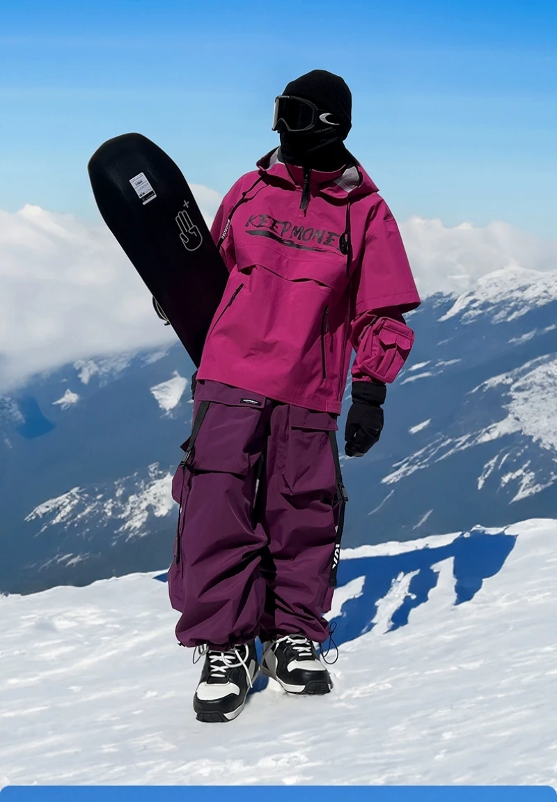 KEEPMONEY Ski Suit Set for Men and Women Jacket and Pants Warm Waterproof Outdoor Winter Thick multi-color Snowboarding suit