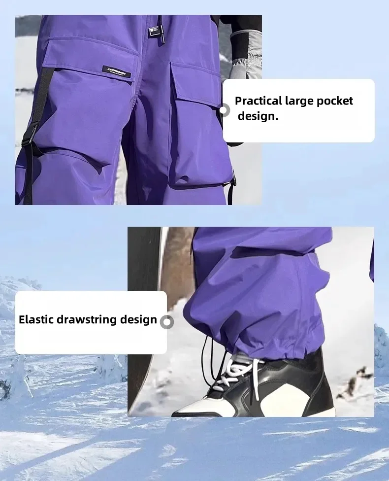KEEPMONEY Ski Suit Set for Men and Women Jacket and Pants Warm Waterproof Outdoor Winter Thick multi-color Snowboarding suit