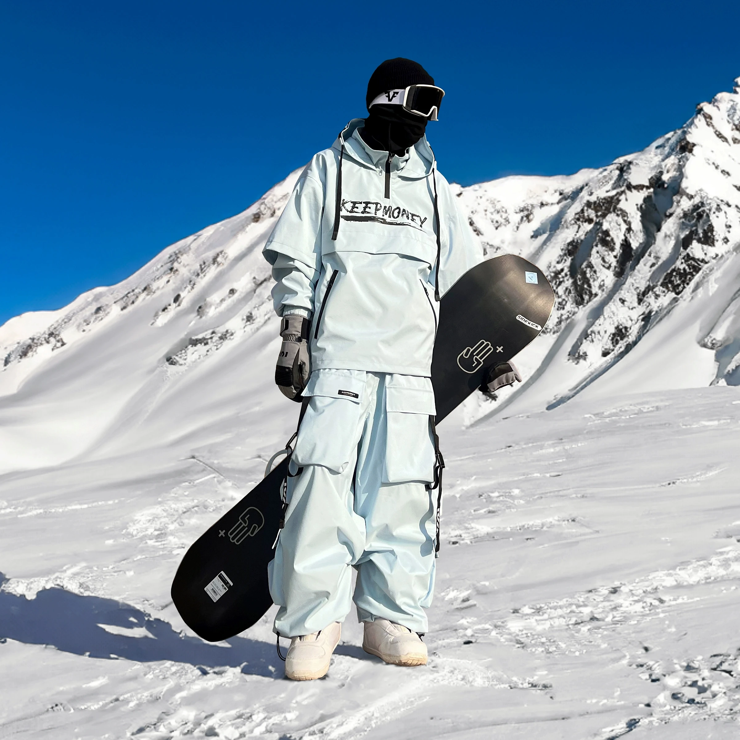 KEEPMONEY Ski Suit Set for Men and Women Jacket and Pants Warm Waterproof Outdoor Winter Thick multi-color Snowboarding suit