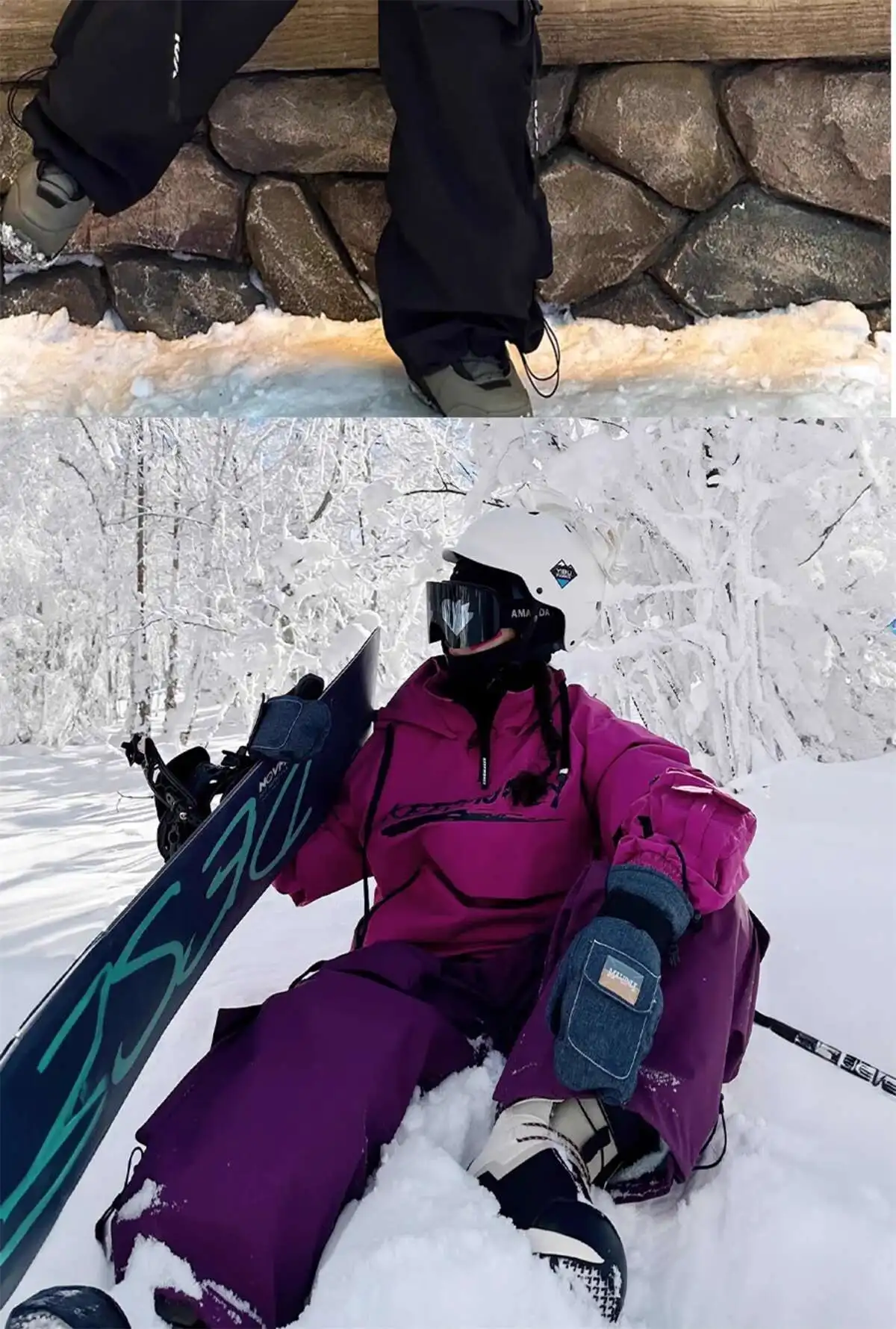 KEEPMONEY Ski Suit Set for Men and Women Jacket and Pants Warm Waterproof Outdoor Winter Thick multi-color Snowboarding suit