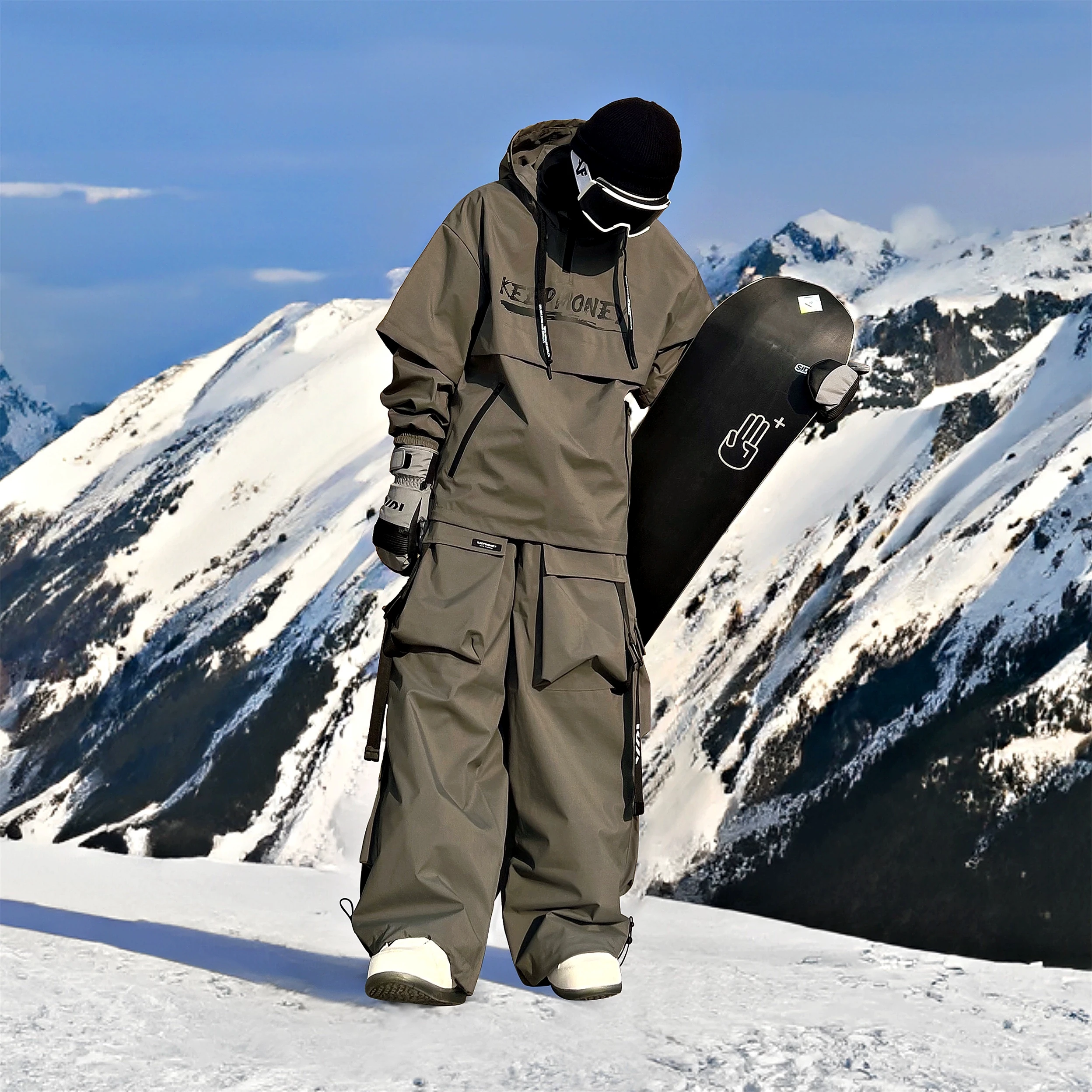 KEEPMONEY Ski Suit Set for Men and Women Jacket and Pants Warm Waterproof Outdoor Winter Thick multi-color Snowboarding suit