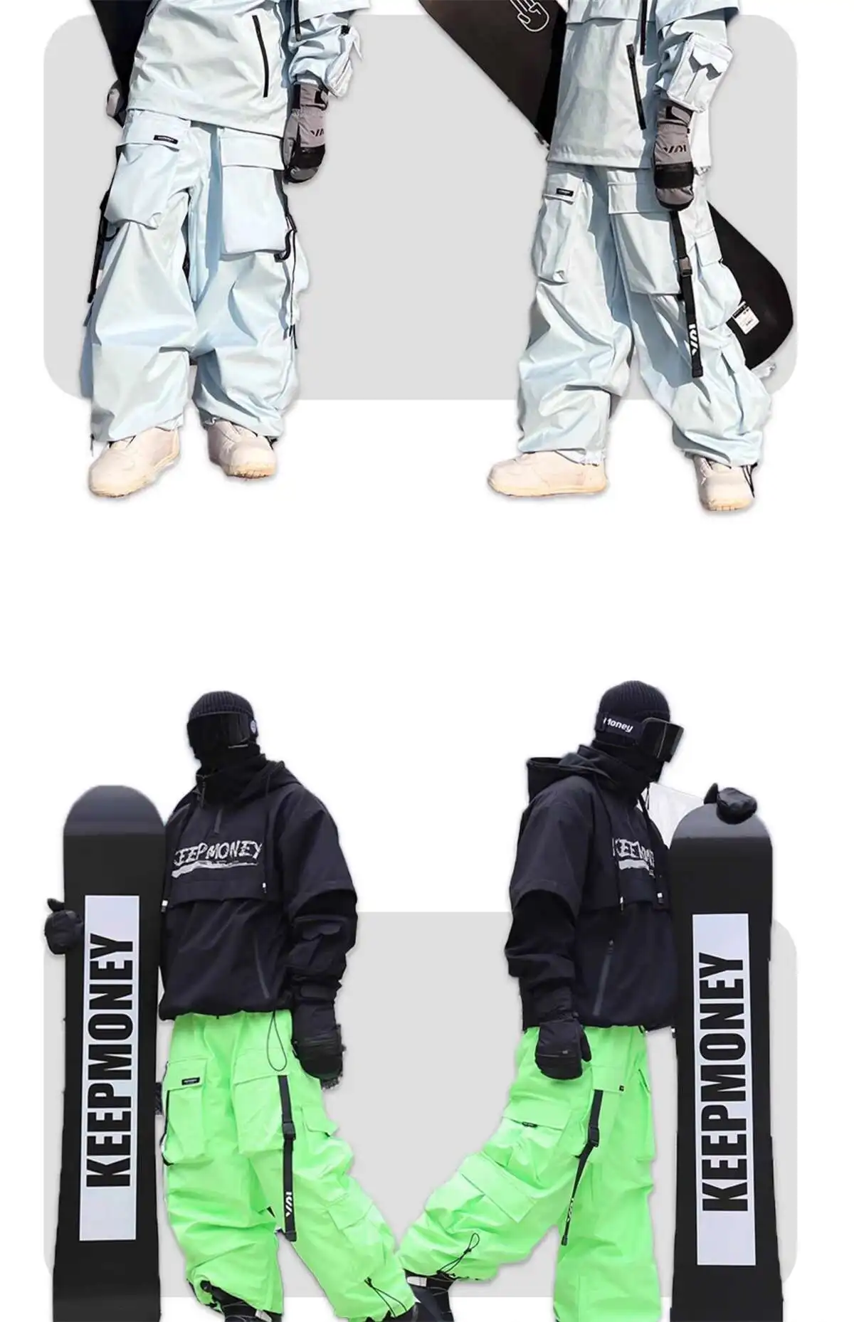 KEEPMONEY Ski Suit Set for Men and Women Jacket and Pants Warm Waterproof Outdoor Winter Thick multi-color Snowboarding suit