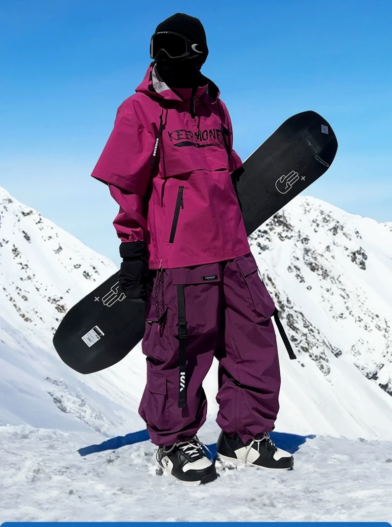 KEEPMONEY Ski Suit Set for Men and Women Jacket and Pants Warm Waterproof Outdoor Winter Thick multi-color Snowboarding suit