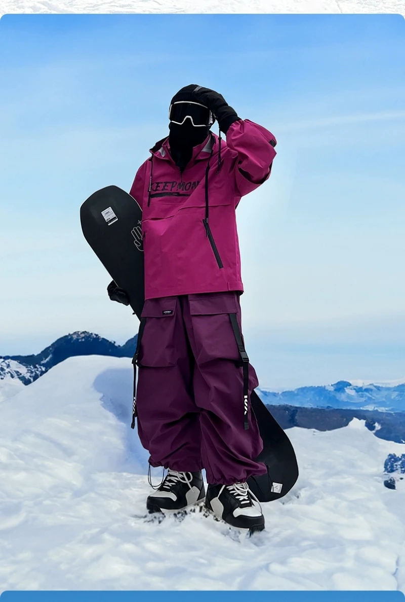 KEEPMONEY Ski Suit Set for Men and Women Jacket and Pants Warm Waterproof Outdoor Winter Thick multi-color Snowboarding suit