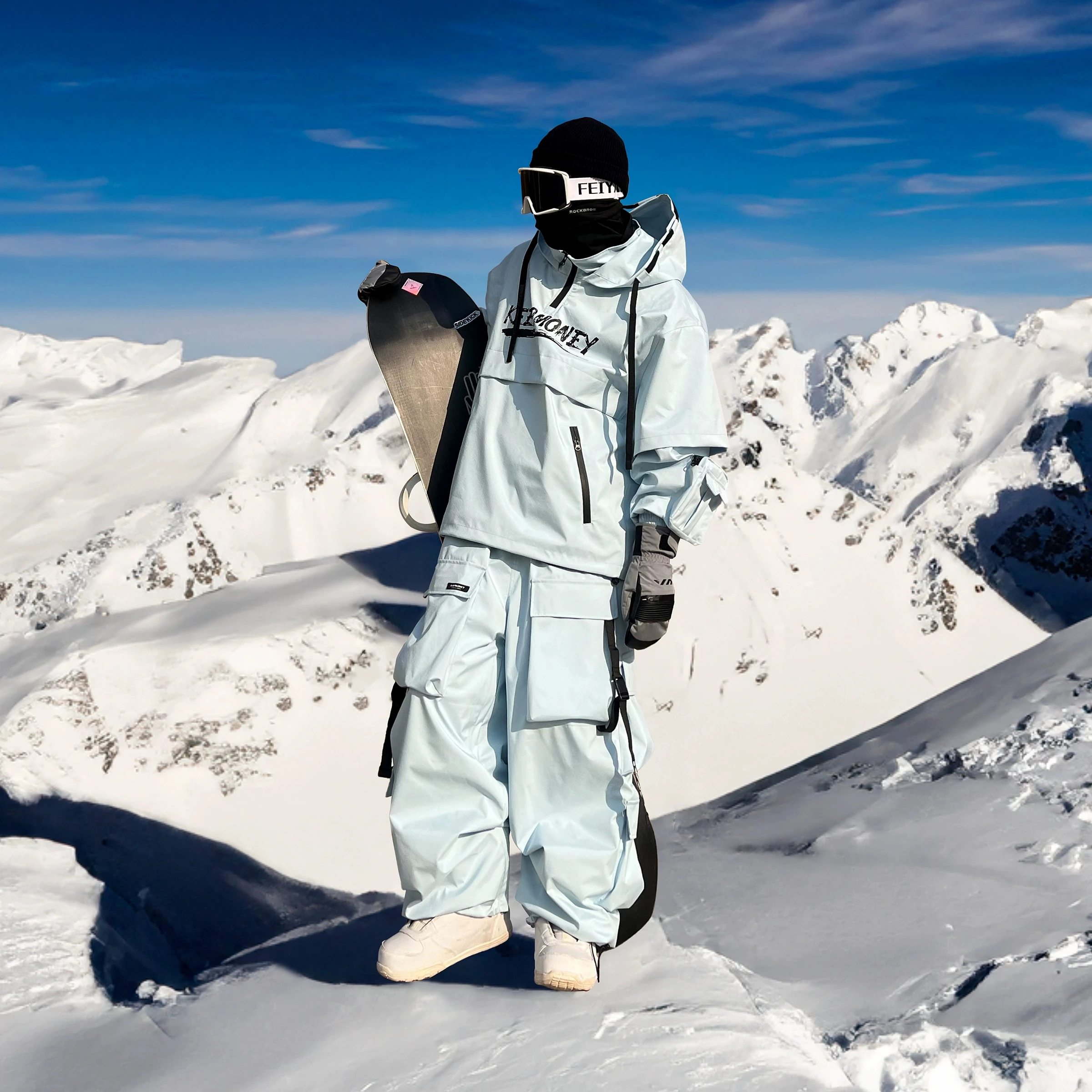 KEEPMONEY Ski Suit Set for Men and Women Jacket and Pants Warm Waterproof Outdoor Winter Thick multi-color Snowboarding suit