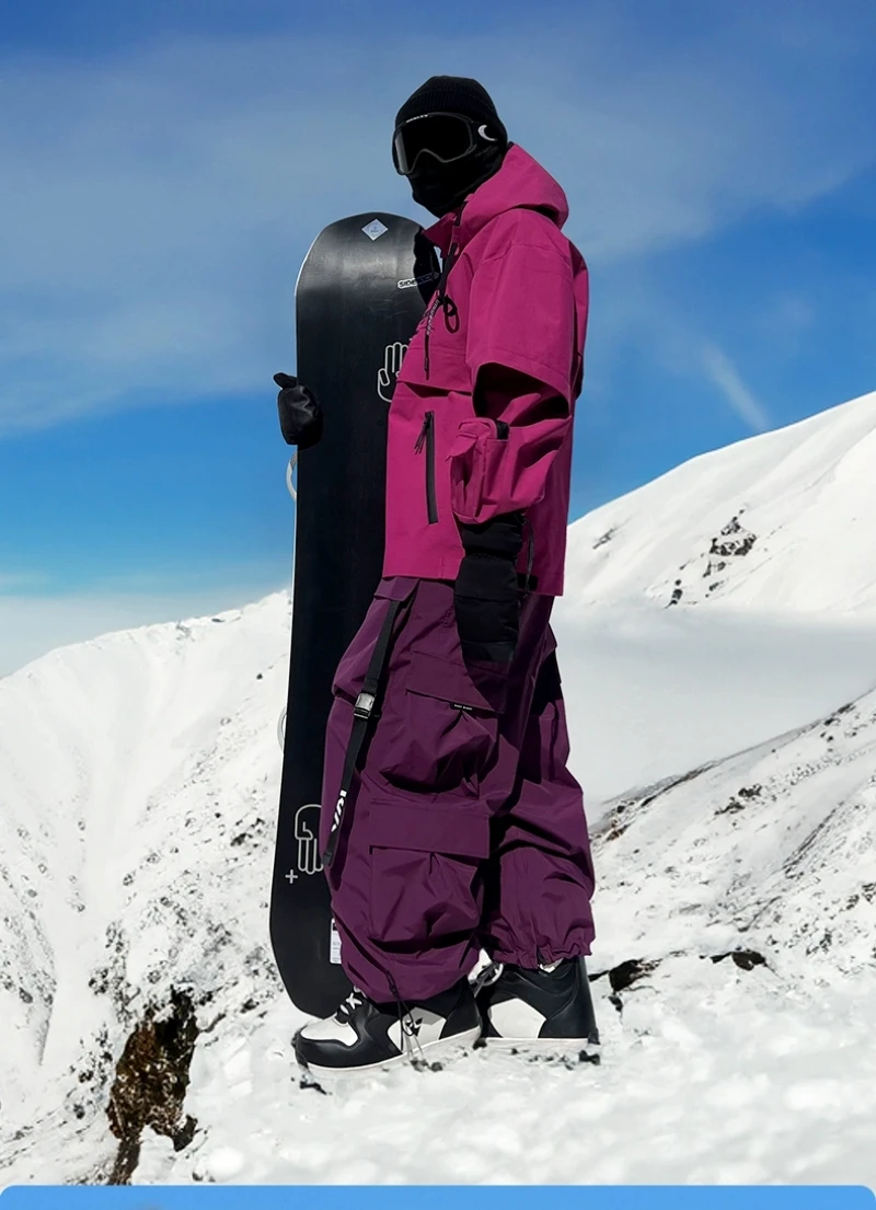 KEEPMONEY Ski Suit Set for Men and Women Jacket and Pants Warm Waterproof Outdoor Winter Thick multi-color Snowboarding suit