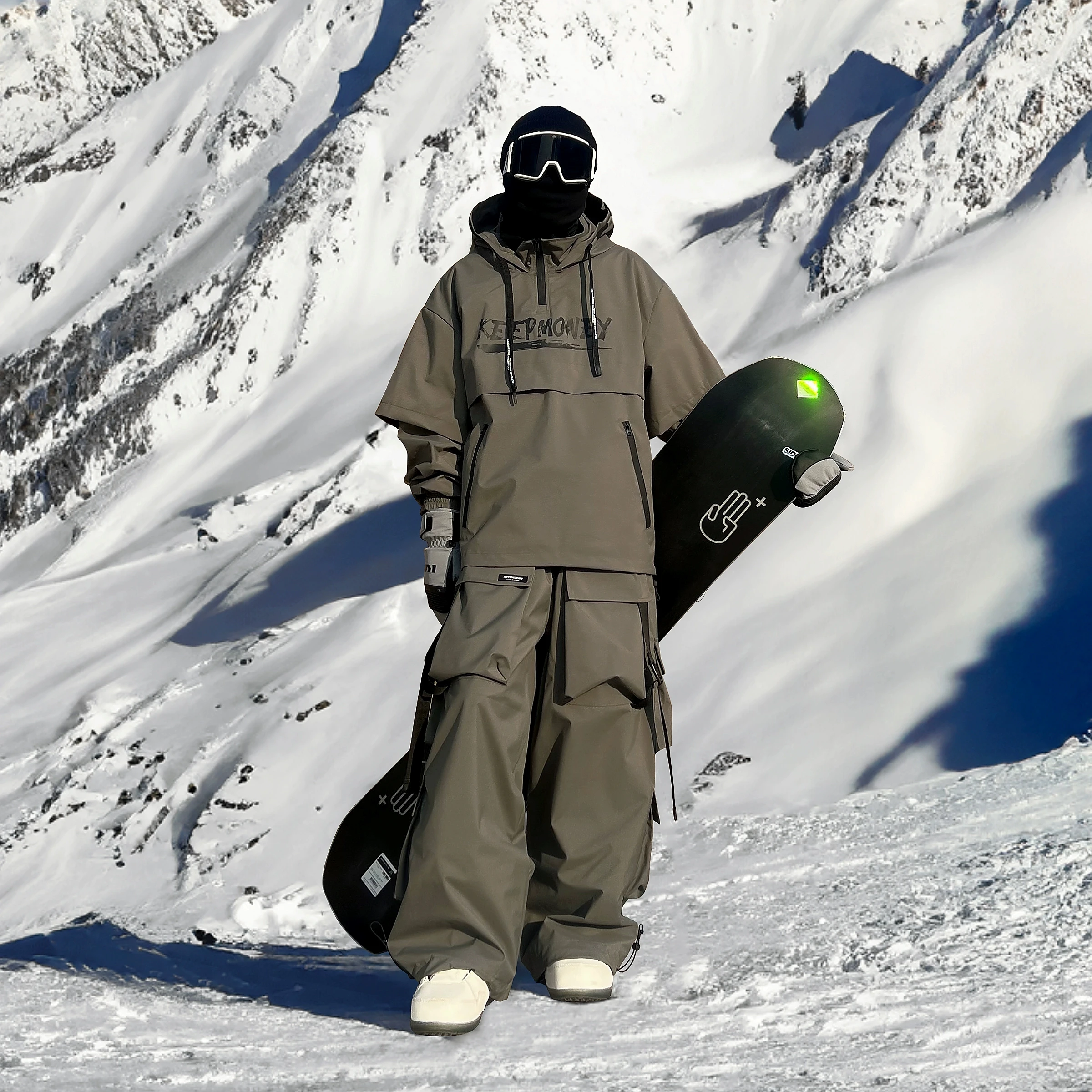 KEEPMONEY Ski Suit Set for Men and Women Jacket and Pants Warm Waterproof Outdoor Winter Thick multi-color Snowboarding suit