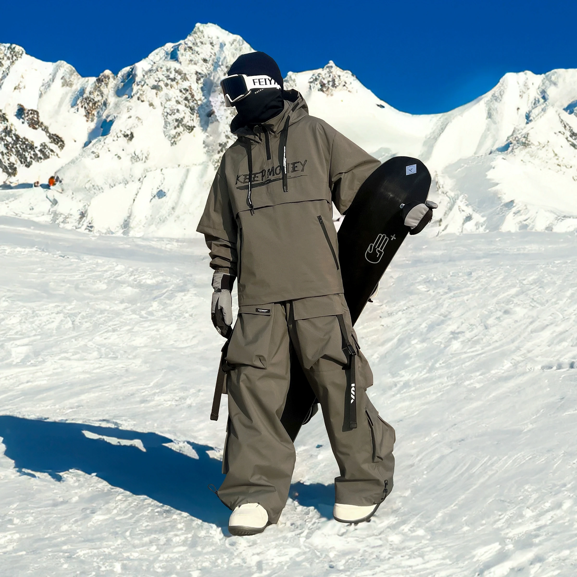 KEEPMONEY Ski Suit Set for Men and Women Jacket and Pants Warm Waterproof Outdoor Winter Thick multi-color Snowboarding suit