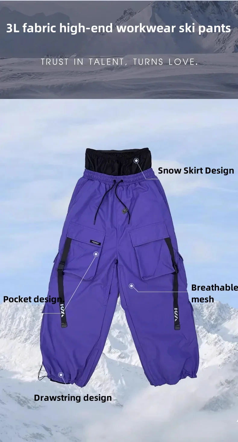 KEEPMONEY Ski Suit Set for Men and Women Jacket and Pants Warm Waterproof Outdoor Winter Thick multi-color Snowboarding suit