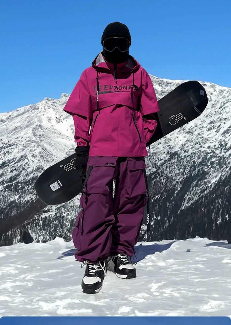 KEEPMONEY Ski Suit Set for Men and Women Jacket and Pants Warm Waterproof Outdoor Winter Thick multi-color Snowboarding suit