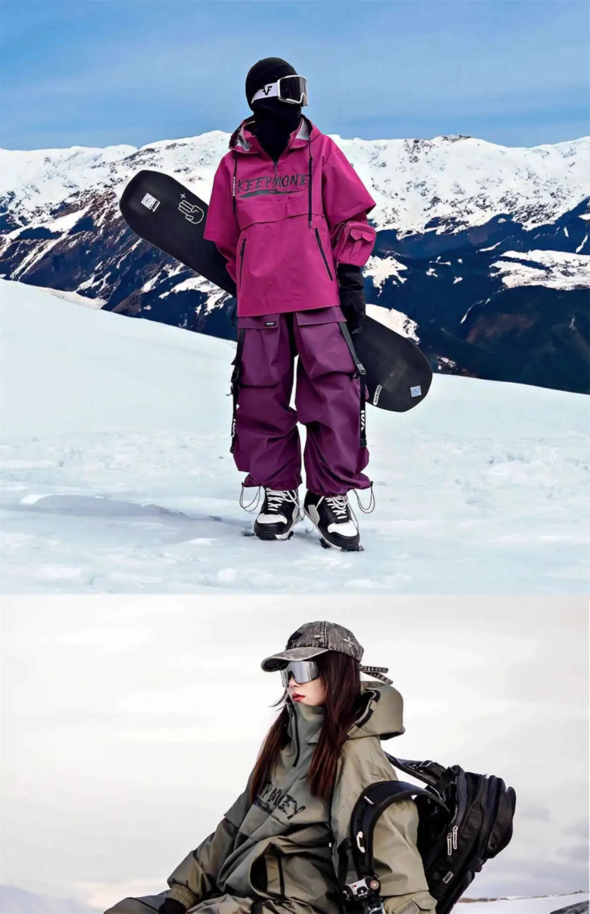 KEEPMONEY Ski Suit Set for Men and Women Jacket and Pants Warm Waterproof Outdoor Winter Thick multi-color Snowboarding suit