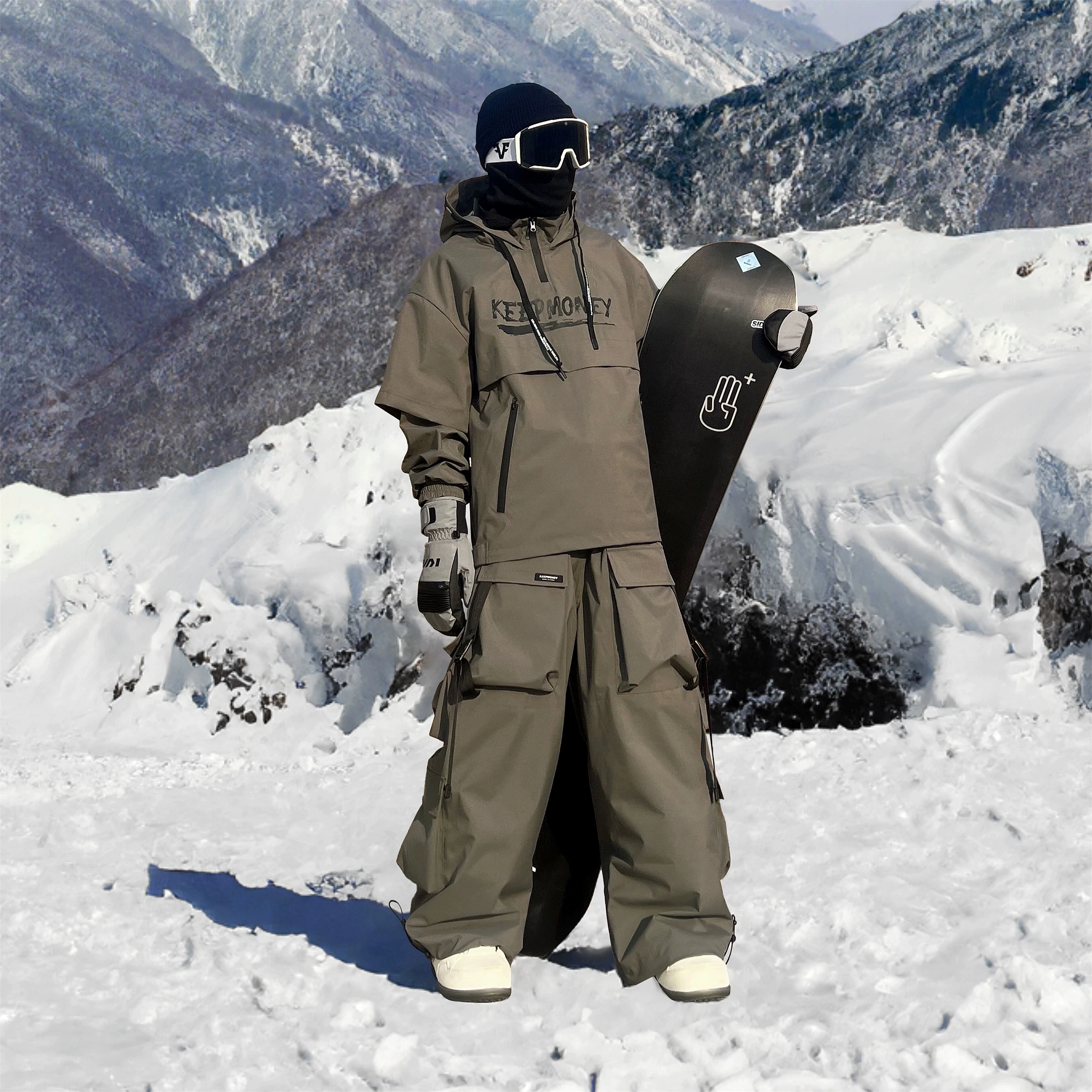 KEEPMONEY Ski Suit Set for Men and Women Jacket and Pants Warm Waterproof Outdoor Winter Thick multi-color Snowboarding suit