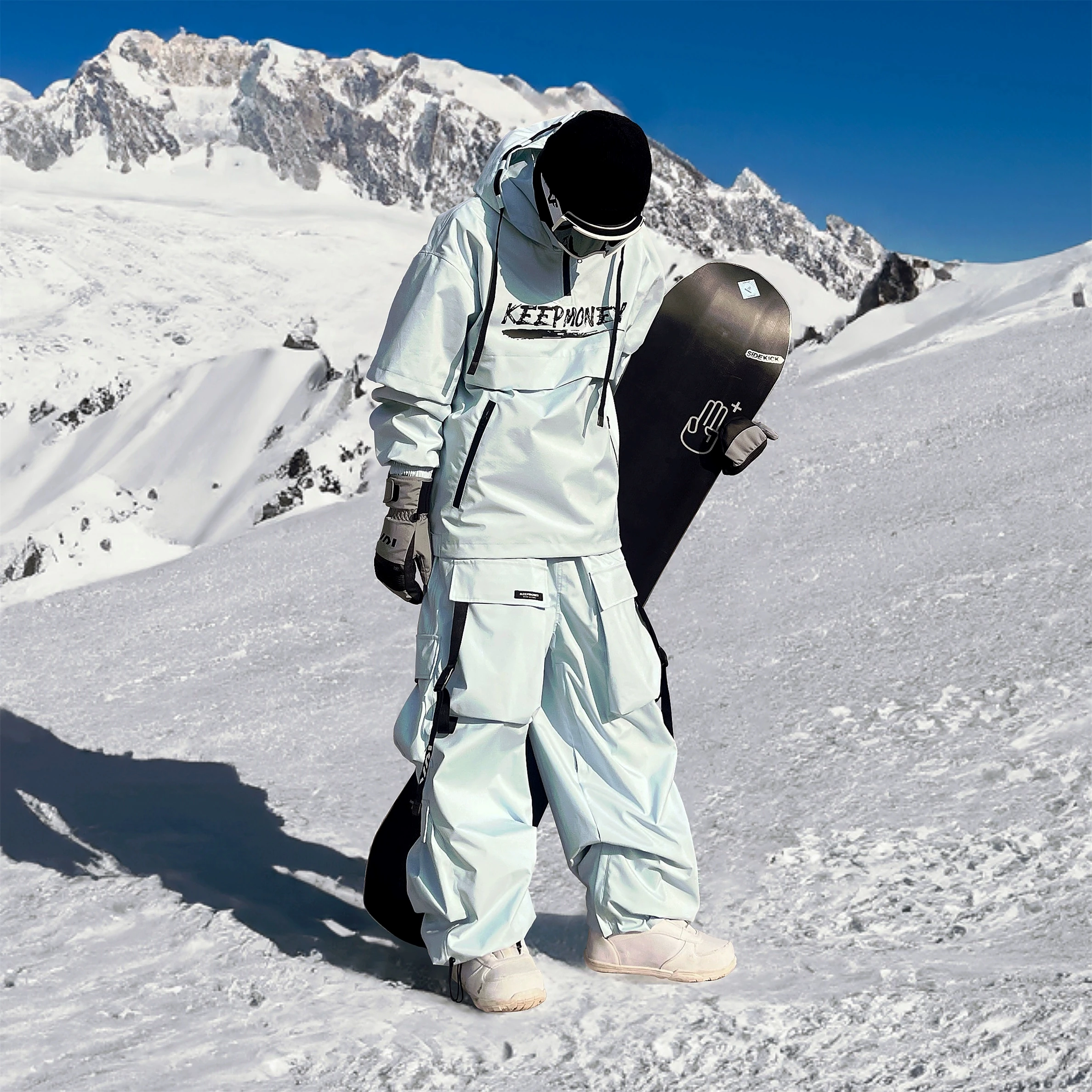 KEEPMONEY Ski Suit Set for Men and Women Jacket and Pants Warm Waterproof Outdoor Winter Thick multi-color Snowboarding suit