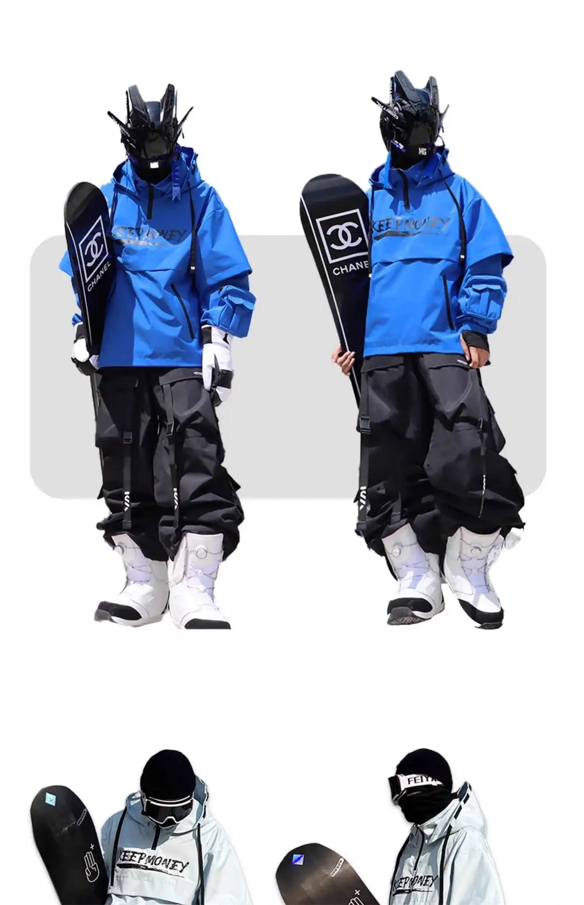 KEEPMONEY Ski Suit Set for Men and Women Jacket and Pants Warm Waterproof Outdoor Winter Thick multi-color Snowboarding suit