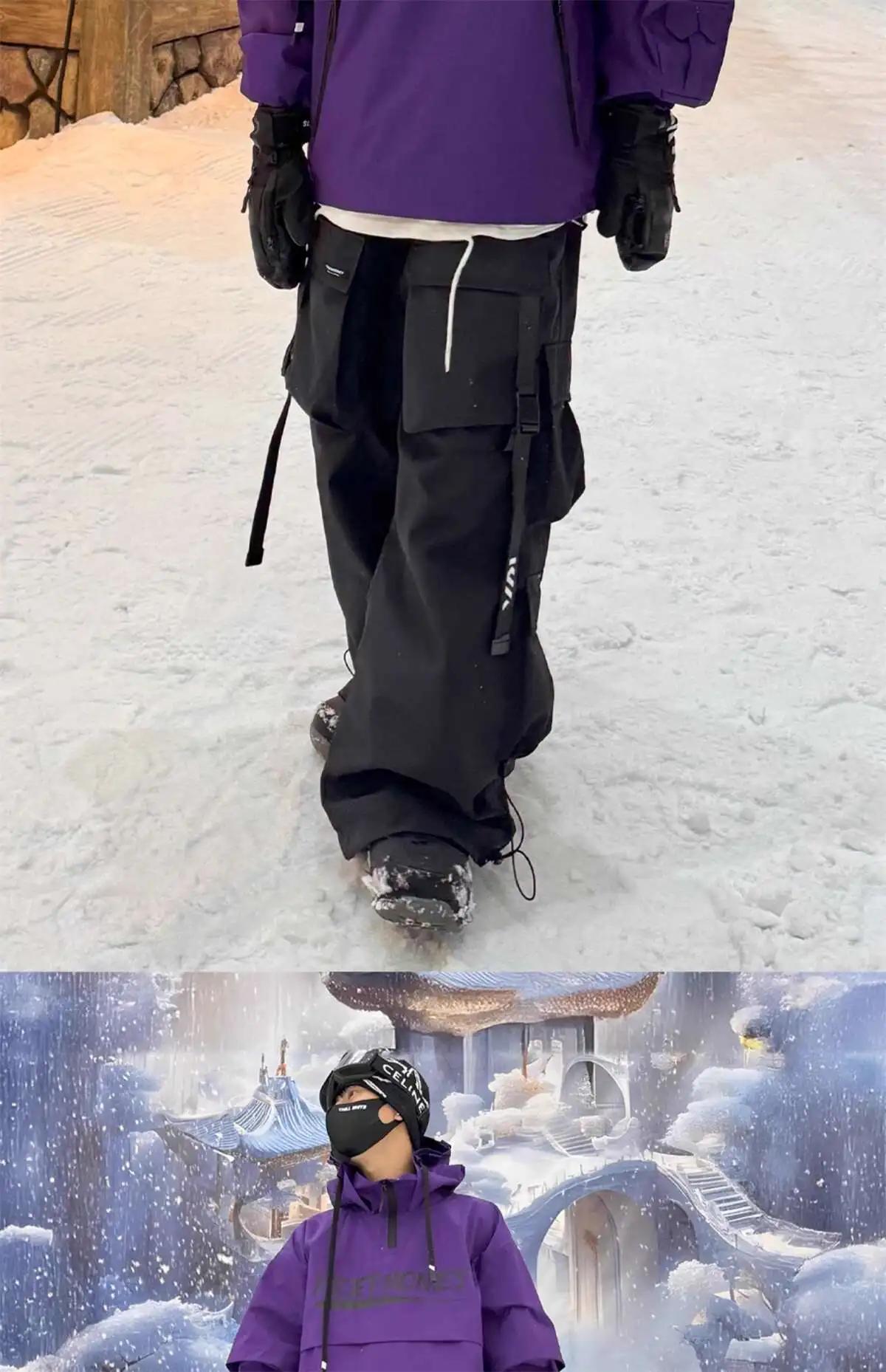 KEEPMONEY Ski Suit Set for Men and Women Jacket and Pants Warm Waterproof Outdoor Winter Thick multi-color Snowboarding suit