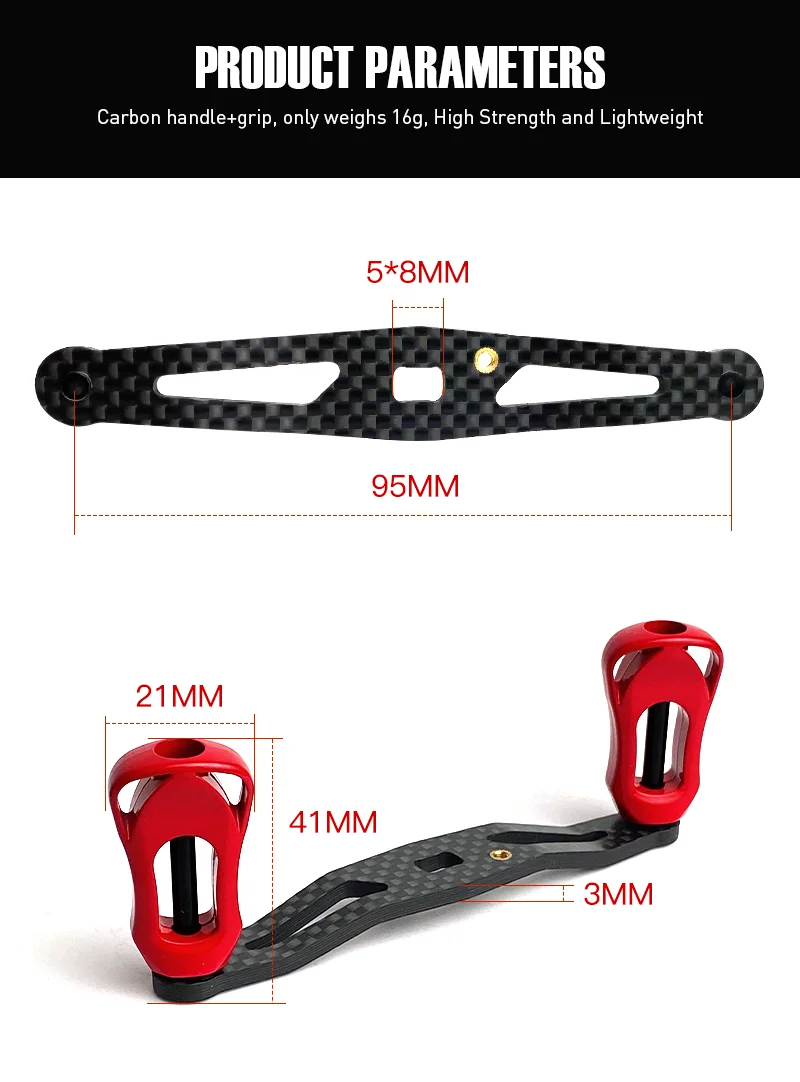 SEASIR Carbon Fiber Fishing Reel Handle Ultra Light Carbon Grip 6 COLORS Refit For Baitcasting Reel DIY Fishing Accessories