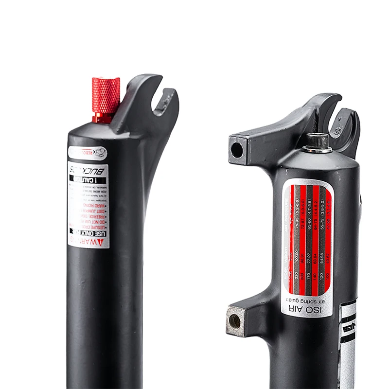 BUCKLOS Mountain Bike Air Fork 9*100mm Bicycle Air Suspension Fork Travel 120mm Straight/Tapered Tube MTB Fork Disc Brake RL/LO