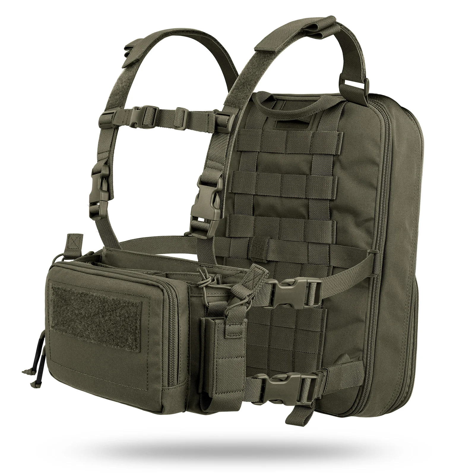 KRYDEX Tactical D3CR Chest Rig Vest with D3 Flatpack Backpack Bag Rifle Pistol Mag Pouch Hunting Airsoft Accessory Ranger Green