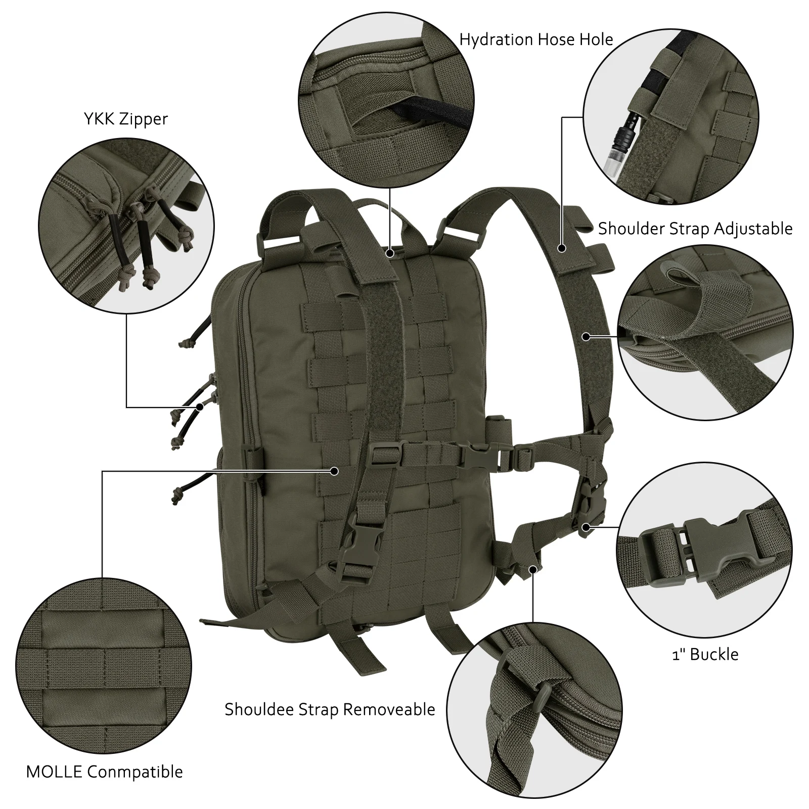 KRYDEX Tactical D3CR Chest Rig Vest with D3 Flatpack Backpack Bag Rifle Pistol Mag Pouch Hunting Airsoft Accessory Ranger Green