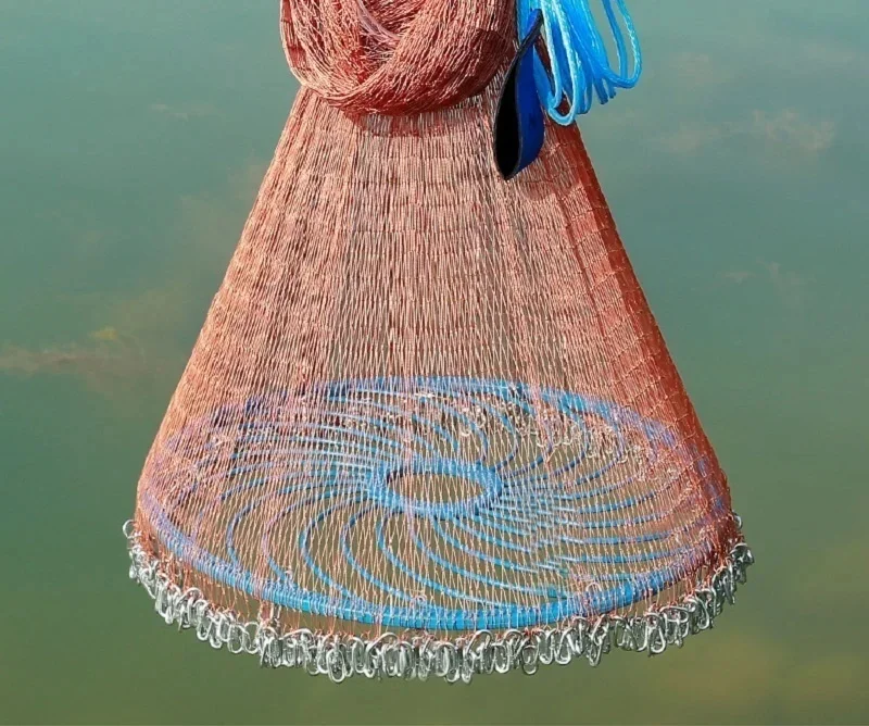 4.2M-7.2M Fishing Net Upgraded Korean Small Mesh Hole Steel Chain Sinkers Hand Cast Net Easy Throw Fishing Net Fishing Tools