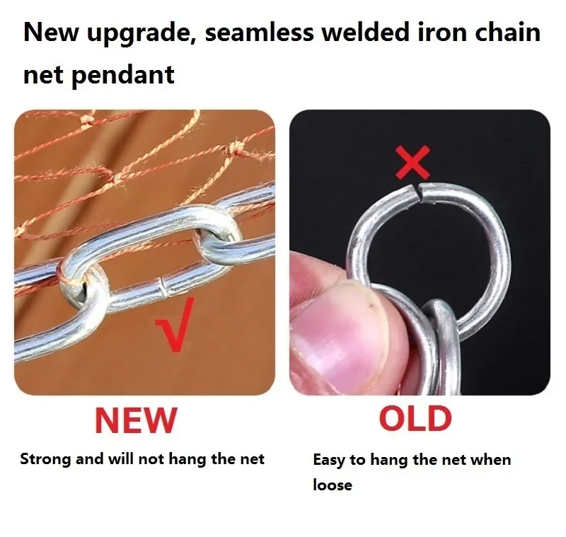 4.2M-7.2M Fishing Net Upgraded Korean Small Mesh Hole Steel Chain Sinkers Hand Cast Net Easy Throw Fishing Net Fishing Tools