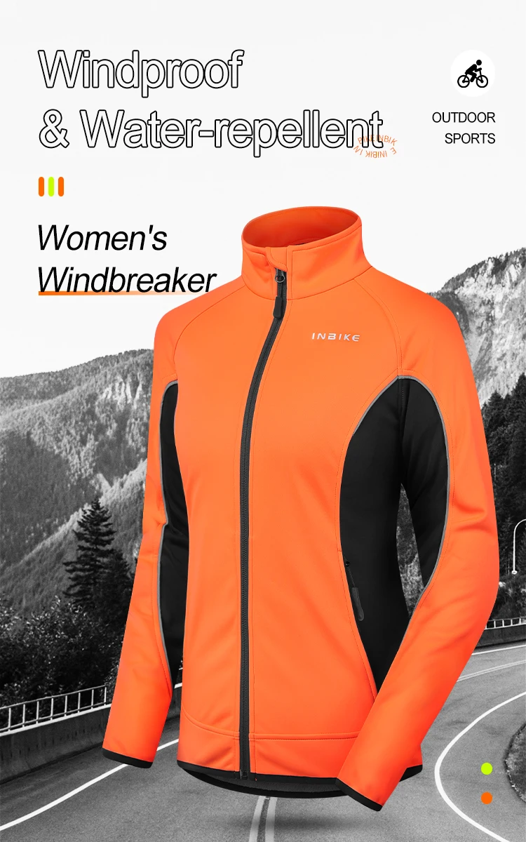 INBIKE Winter Women Cycling Jackets Thermal Fleece Biking Clothes Bicycle Road Bike Windbreaker MTB Reflective Jacket for Women