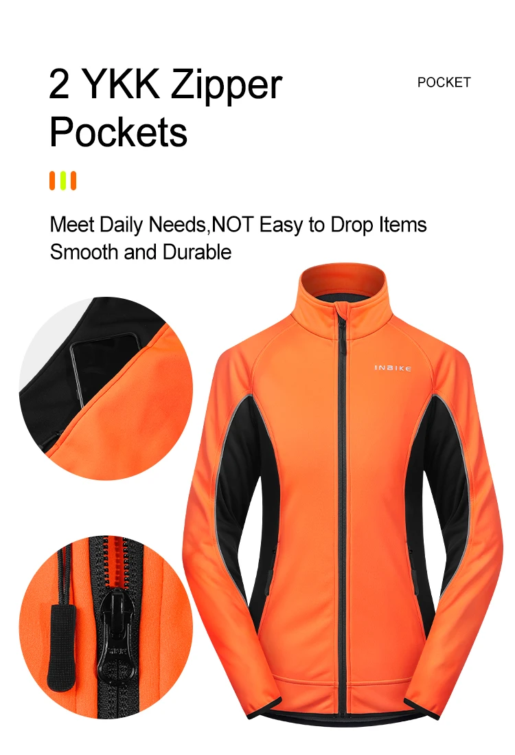 INBIKE Winter Women Cycling Jackets Thermal Fleece Biking Clothes Bicycle Road Bike Windbreaker MTB Reflective Jacket for Women