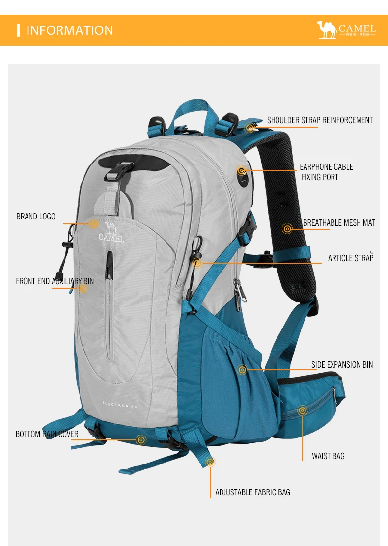 GOLDEN CAMEL Waterproof Backpacks Men Women Climbing Bag for Men Ultralight Hiking Backpack with Sport Bags Covers Camping