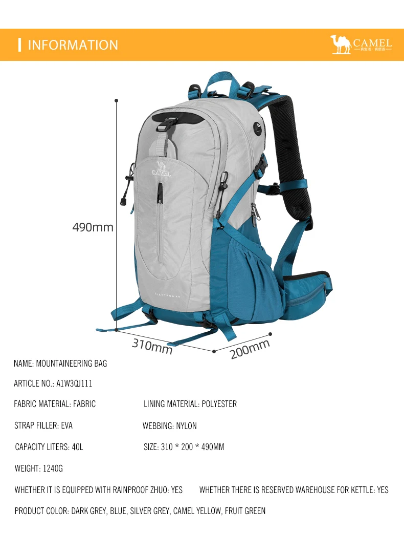 GOLDEN CAMEL Waterproof Backpacks Men Women Climbing Bag for Men Ultralight Hiking Backpack with Sport Bags Covers Camping