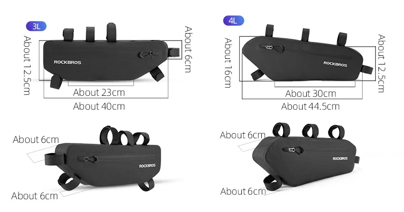 ROCKBROS Bicycle Bags Bike Frame Front Tube Bag Large Capacity Waterproof Triangle Bag Cycling Storage MTB Road Bike Accessories