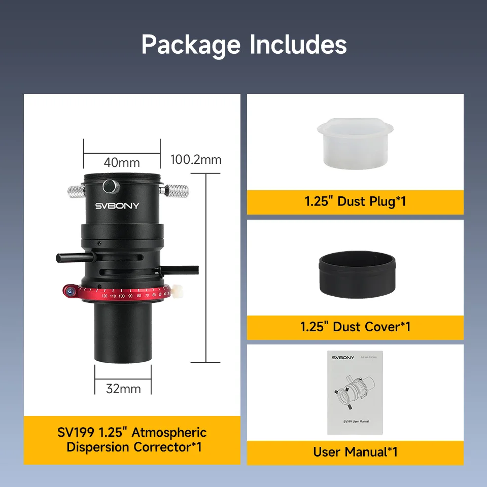 Svbony SV199 Telescope ADC Atmospheric Dispersion Corrector 1.25'' for Telescope Professional Photography Part SV199