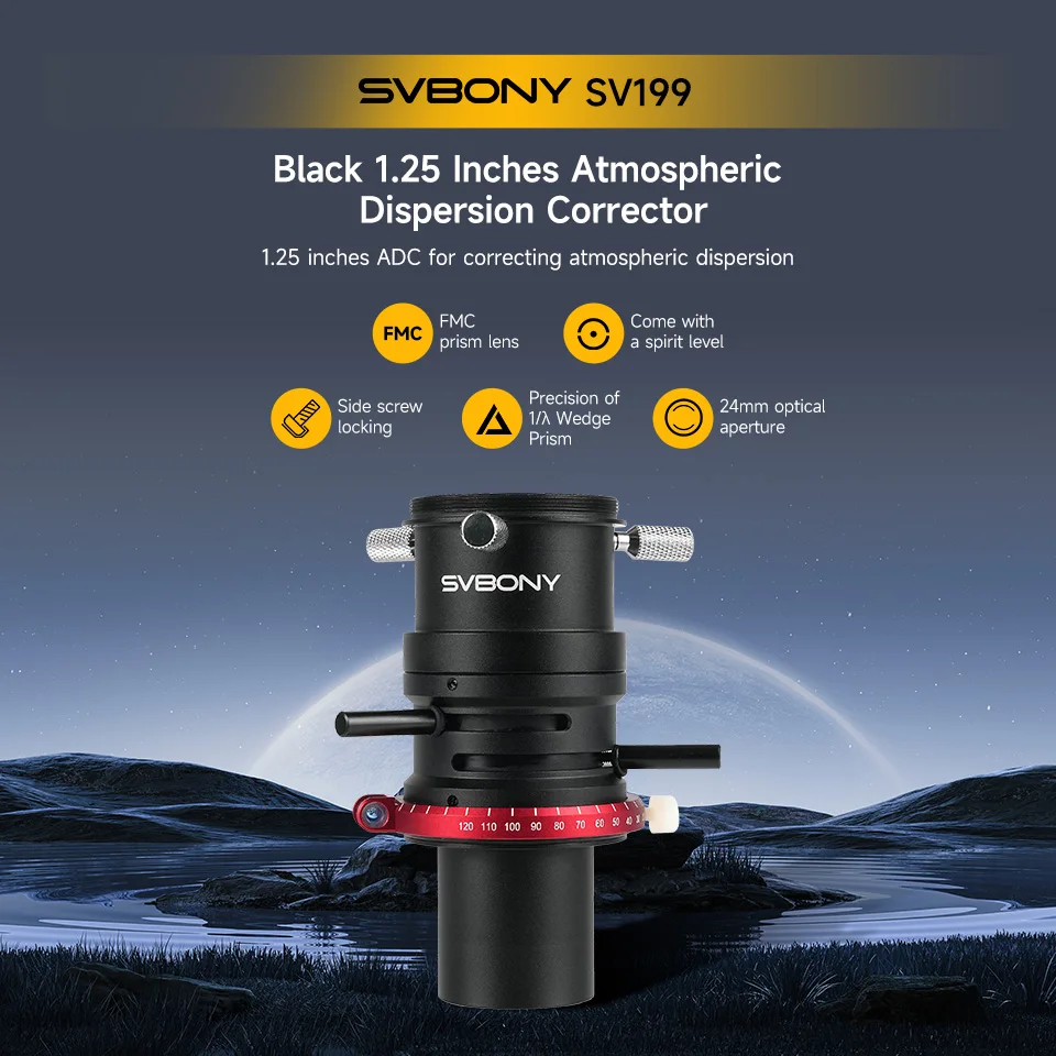 Svbony SV199 Telescope ADC Atmospheric Dispersion Corrector 1.25'' for Telescope Professional Photography Part SV199