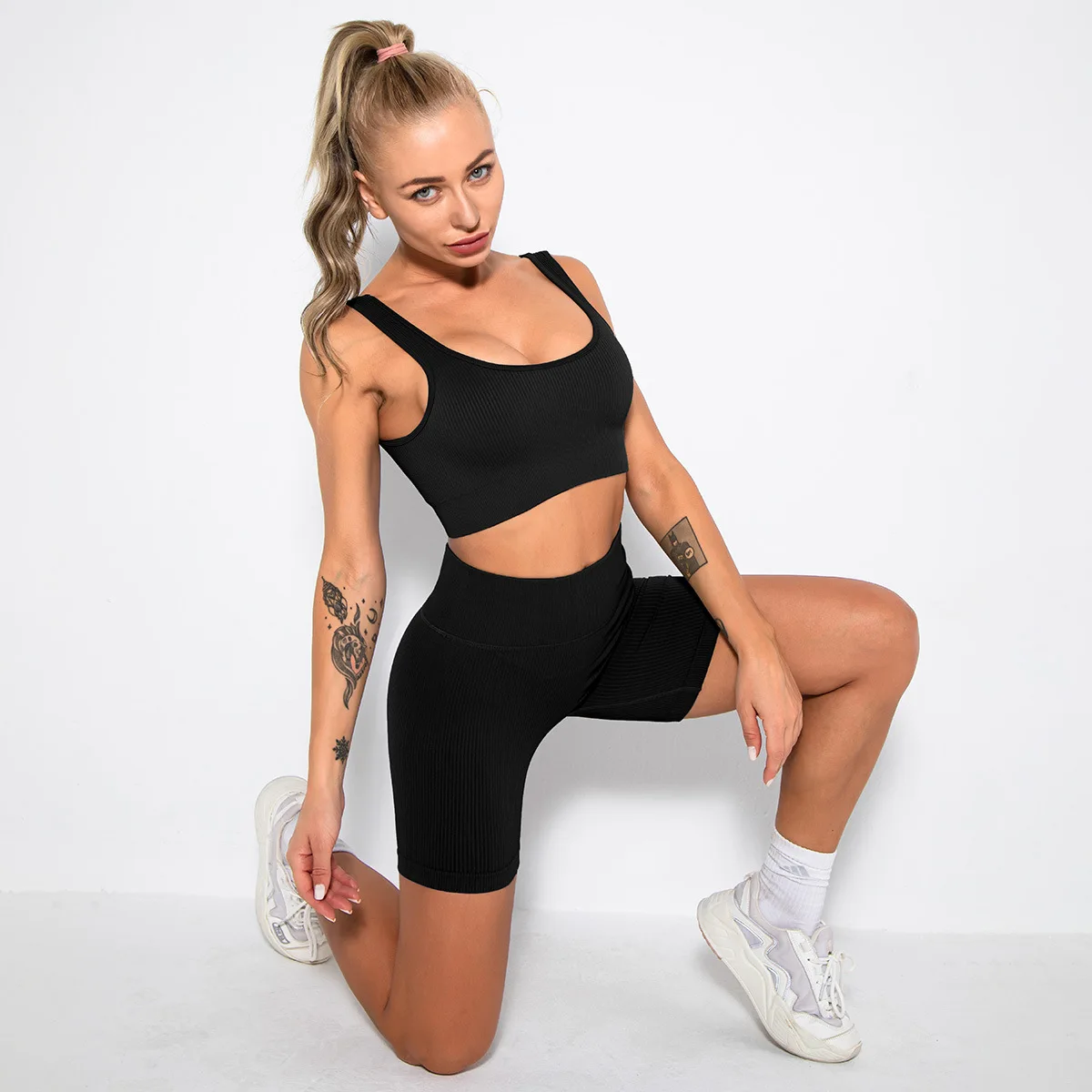 WAREBALL 2PCS Women Yoga Set Gym Set Sexy Bra Seamless Sports Shorts Workout Running Clothing Gym Wear Athletic Sport Suit