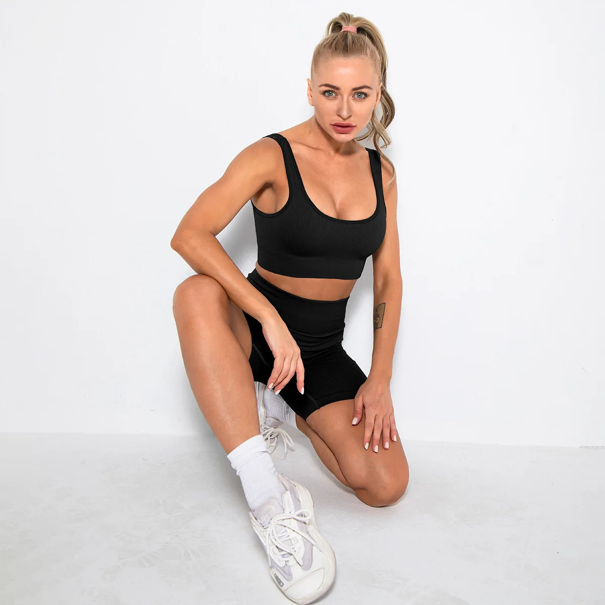WAREBALL 2PCS Women Yoga Set Gym Set Sexy Bra Seamless Sports Shorts Workout Running Clothing Gym Wear Athletic Sport Suit