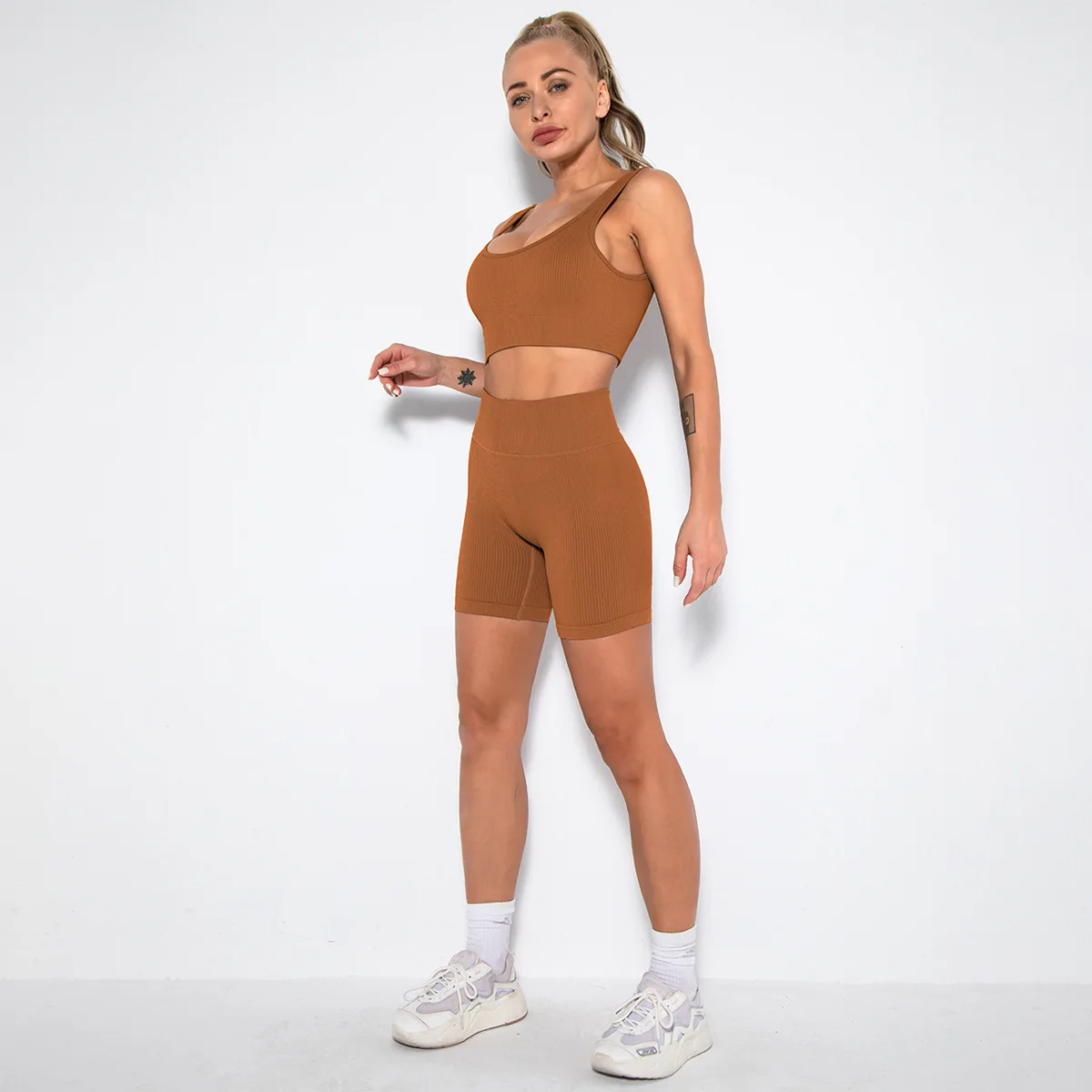 WAREBALL 2PCS Women Yoga Set Gym Set Sexy Bra Seamless Sports Shorts Workout Running Clothing Gym Wear Athletic Sport Suit