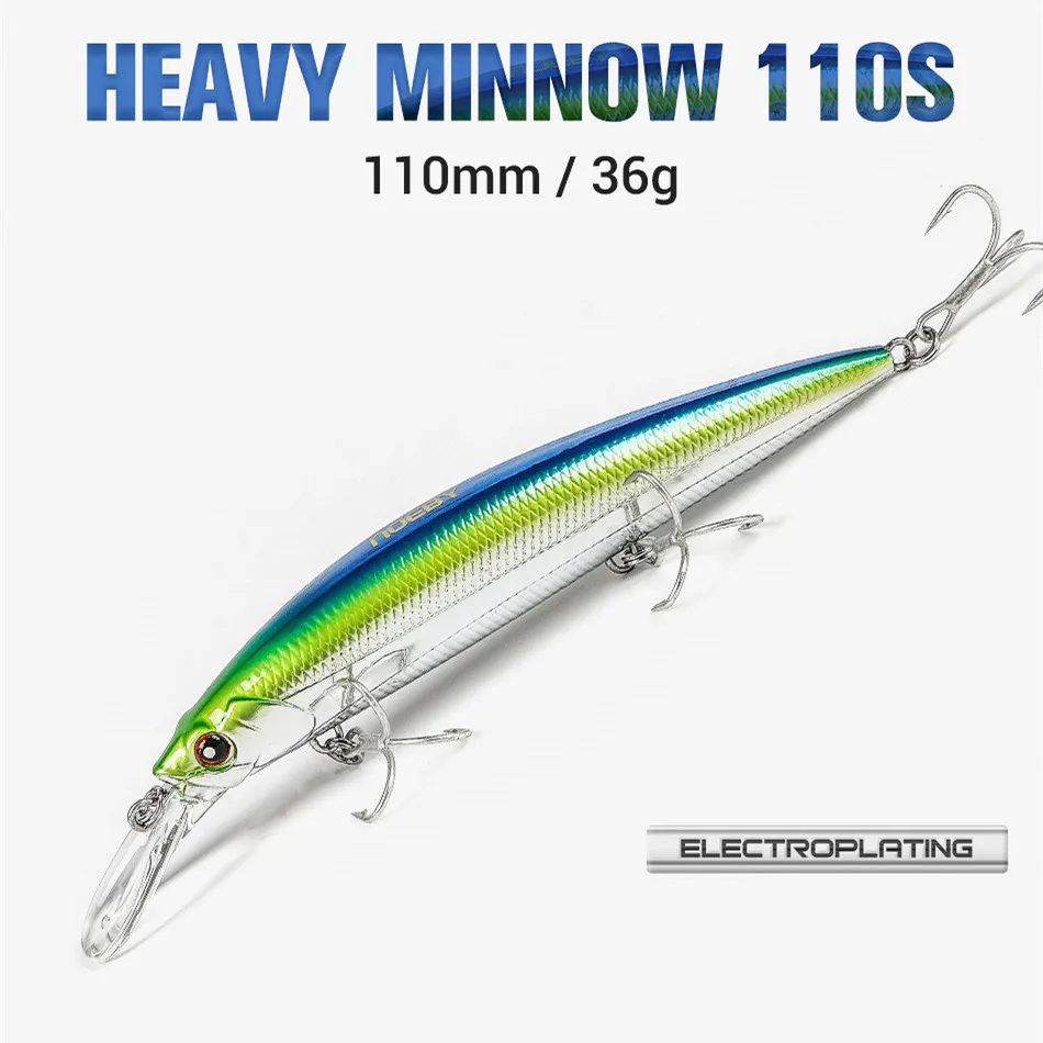 Noeby 3pcs 11cm 36g NEW Color Sinking 0.2-3m Minnow Fishing Lure Long Casting Large Trout Seabass Saltwater Hard Bait Wobbler