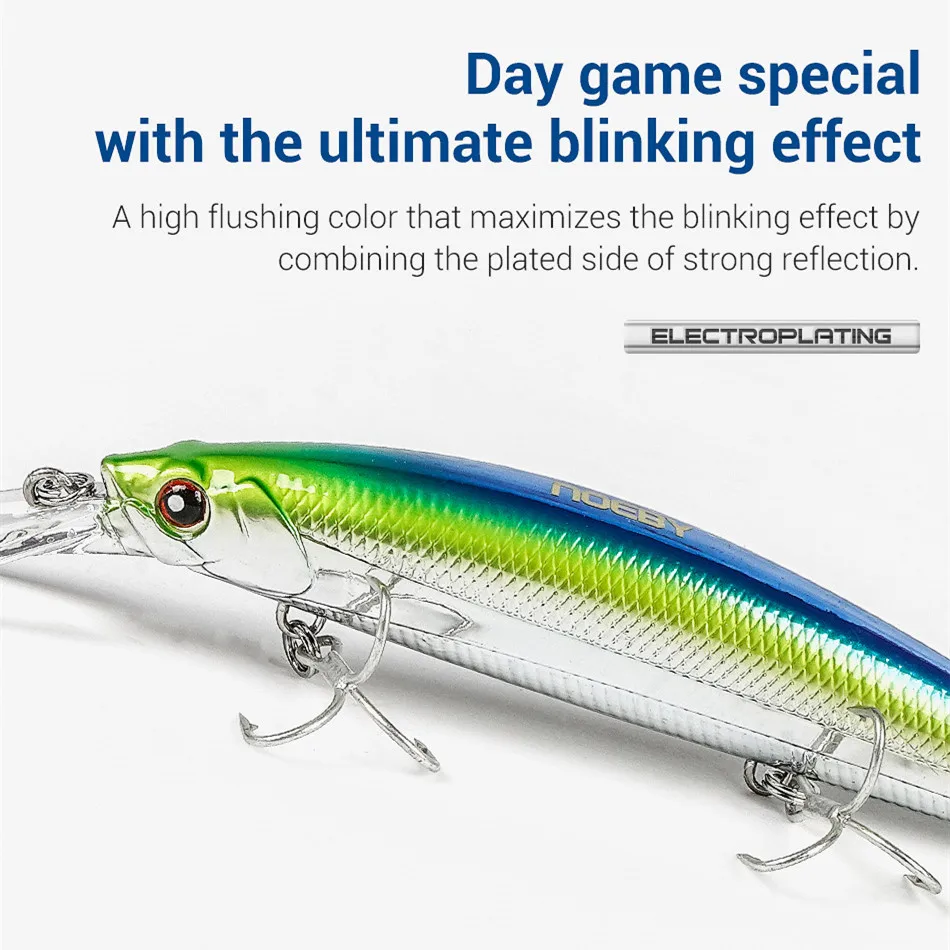Noeby 3pcs 11cm 36g NEW Color Sinking 0.2-3m Minnow Fishing Lure Long Casting Large Trout Seabass Saltwater Hard Bait Wobbler