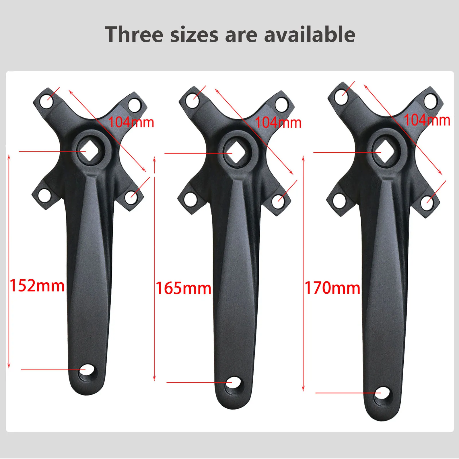 Bicycle Square Hole Sprocket 104BCD 152mm/165mm/170mm Crank Arms 32/34/36/38/40/42T Narrow Wide Chainwheel MTB Bike Crankset