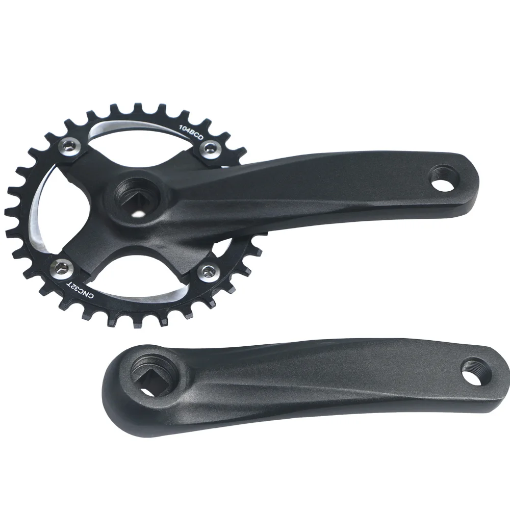 Bicycle Square Hole Sprocket 104BCD 152mm/165mm/170mm Crank Arms 32/34/36/38/40/42T Narrow Wide Chainwheel MTB Bike Crankset
