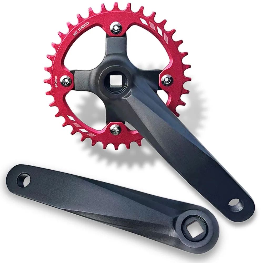Bicycle Square Hole Sprocket 104BCD 152mm/165mm/170mm Crank Arms 32/34/36/38/40/42T Narrow Wide Chainwheel MTB Bike Crankset